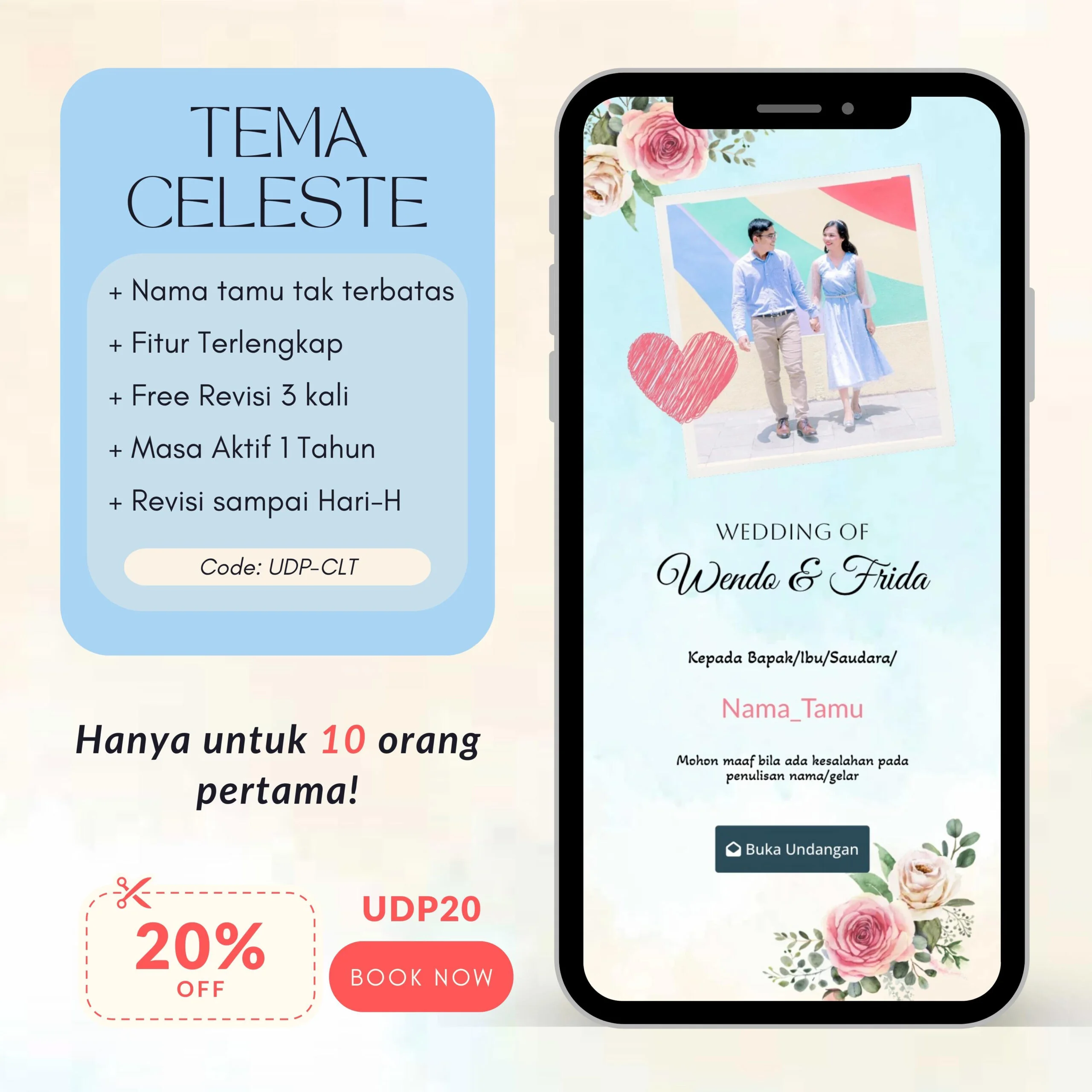 Undangan pernikahan digital - tema la celeste
